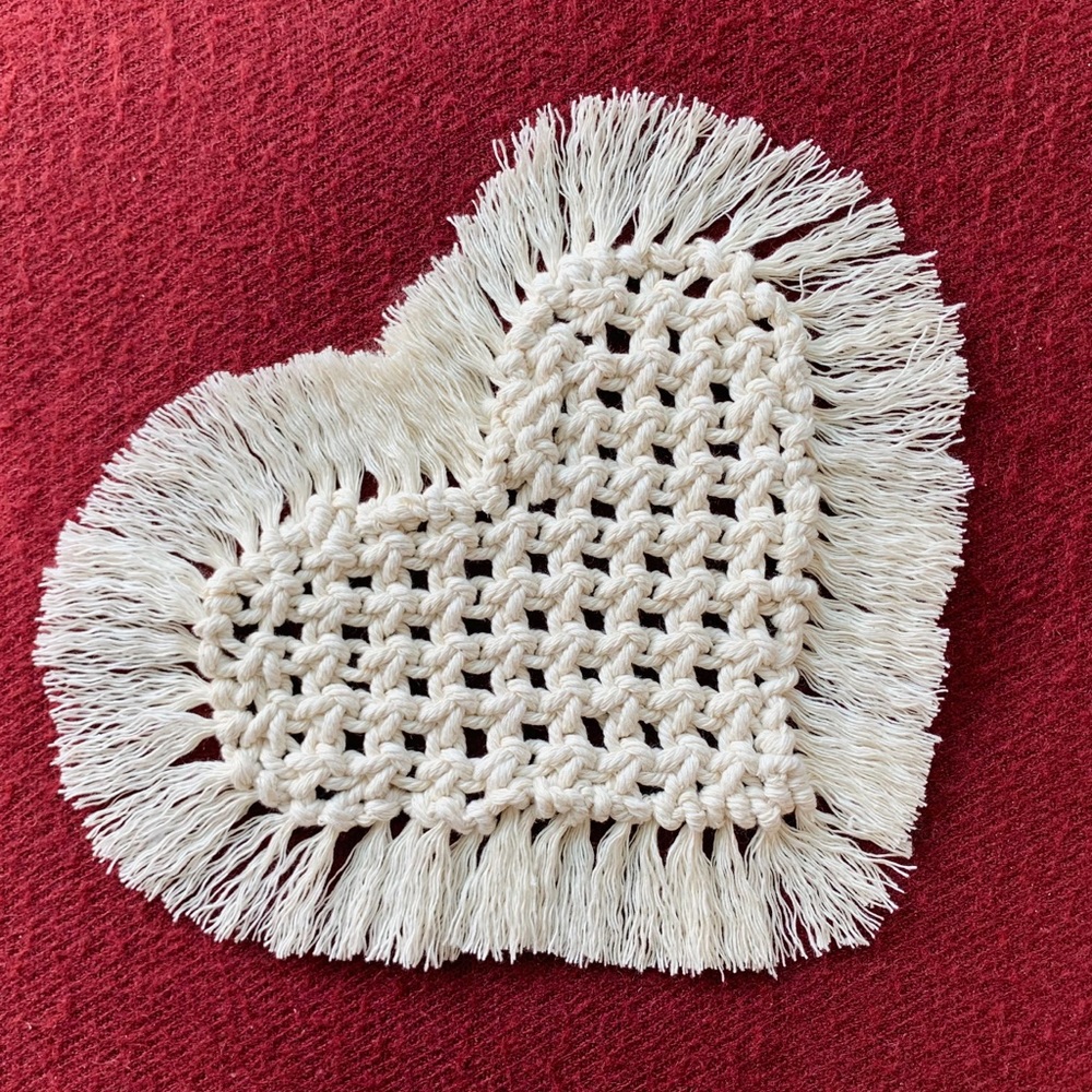 Handmade 100% Cotton Heart Macrame Coaster